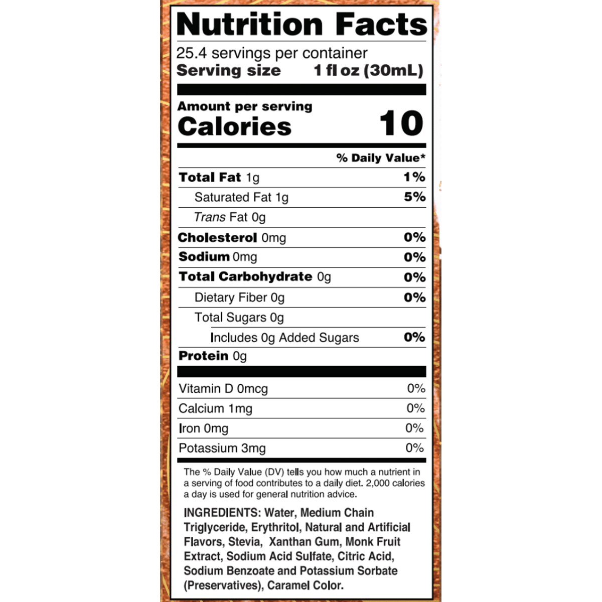 Keto Cinnamon Dolce Syrup with MCT - Skinny Mixes