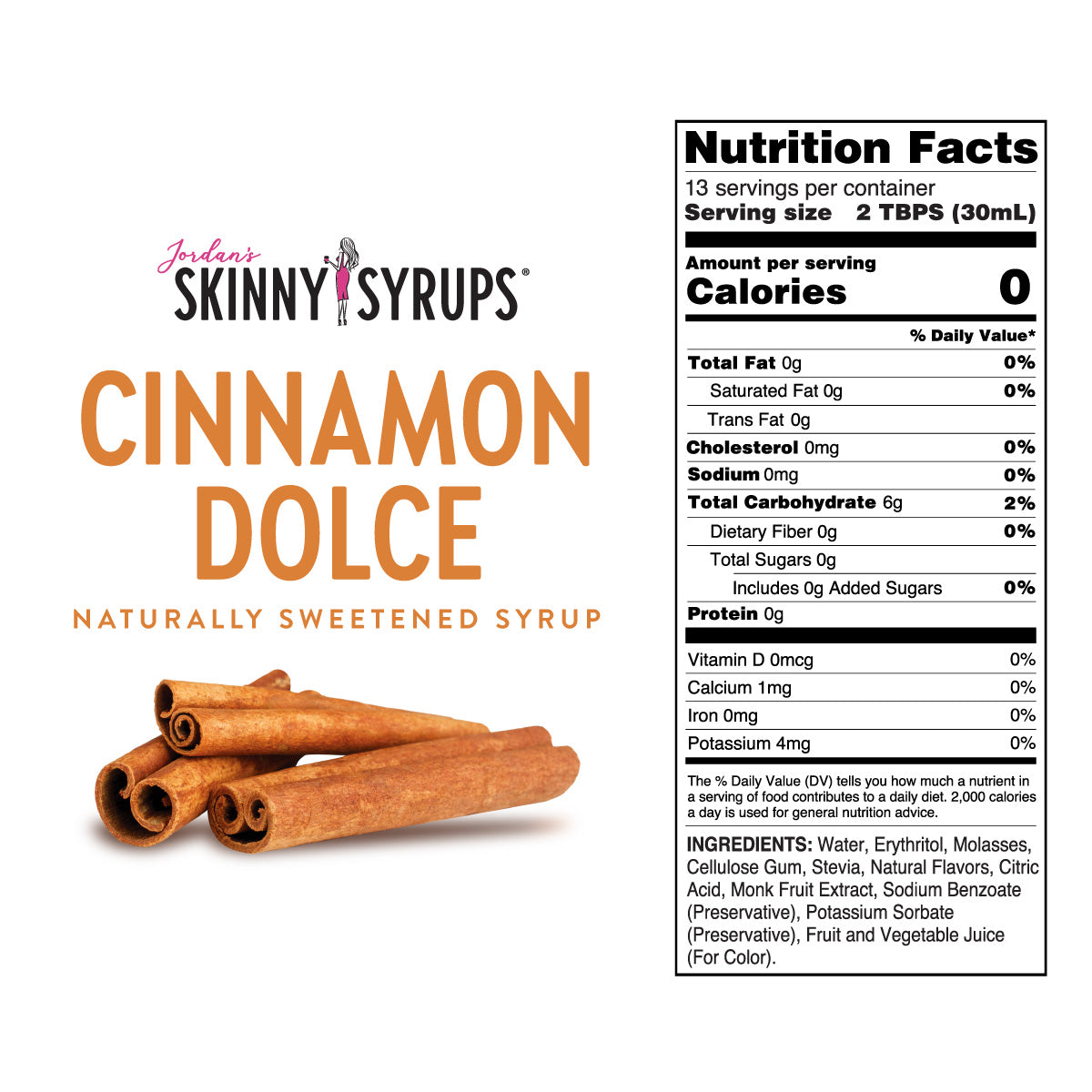 Naturally Sweetened Cinnamon Dolce Syrup - Skinny Mixes