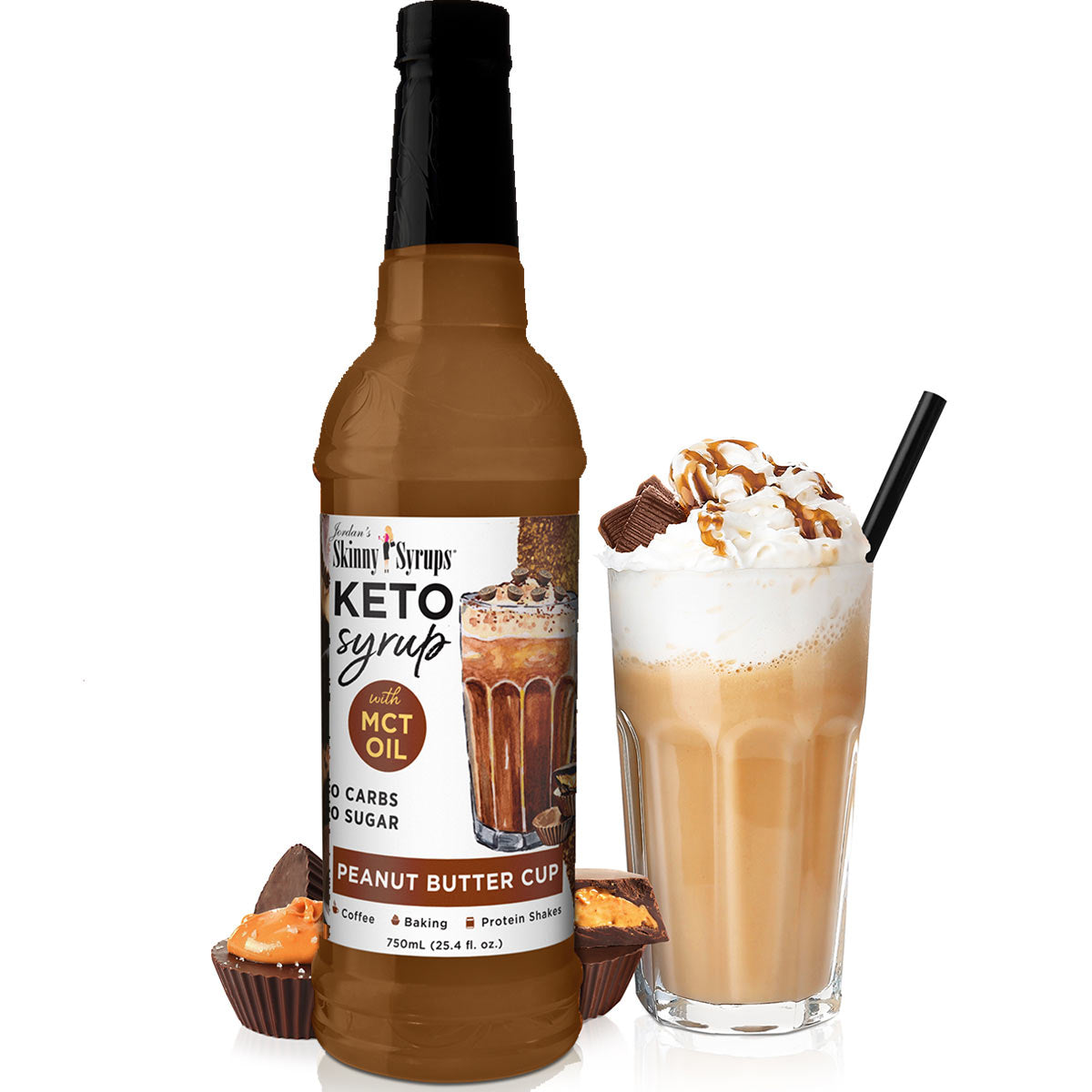 Keto Peanut Butter Cup Syrup with MCT - Skinny Mixes
