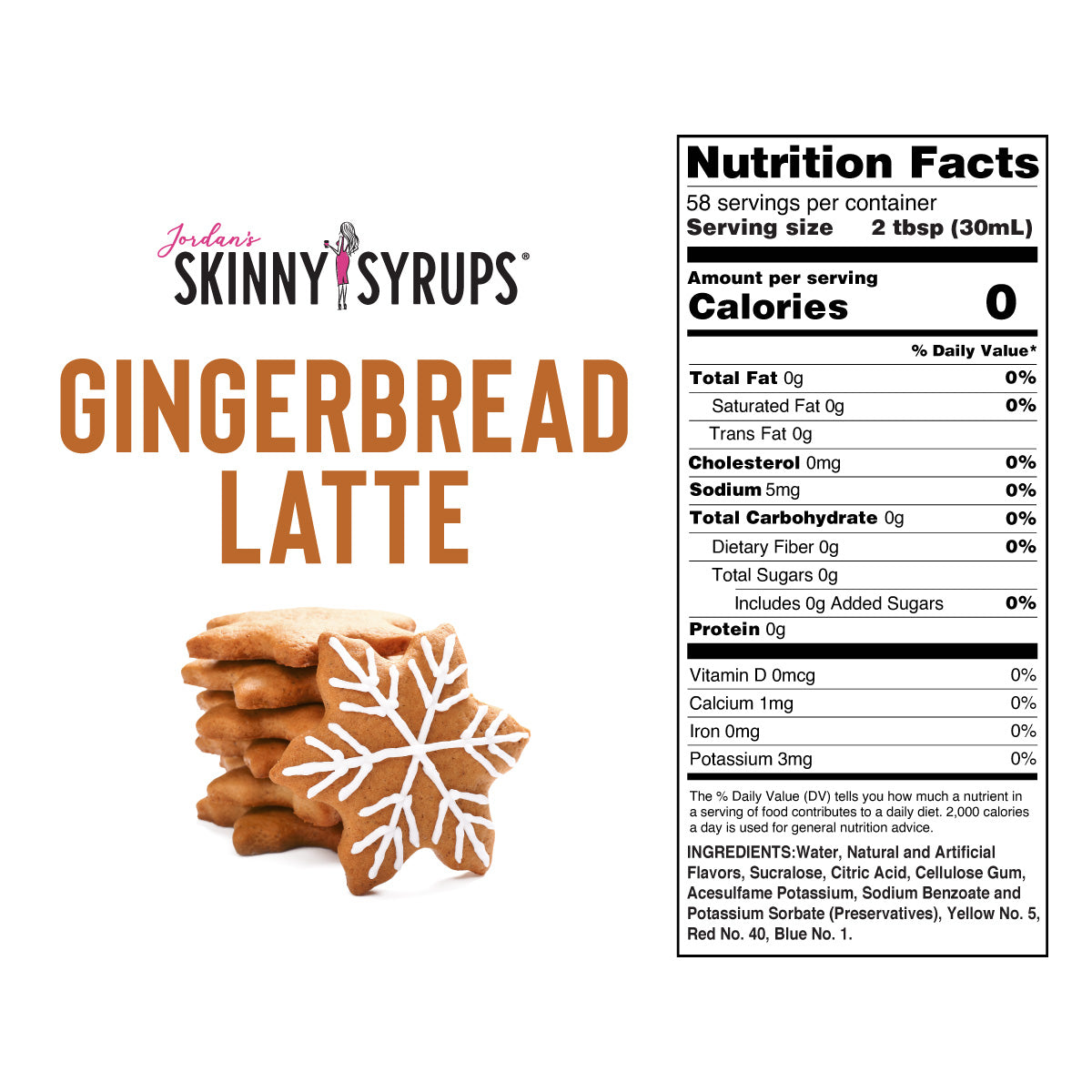 Jumbo Sugar Free Gingerbread Latte Syrup - Skinny Mixes