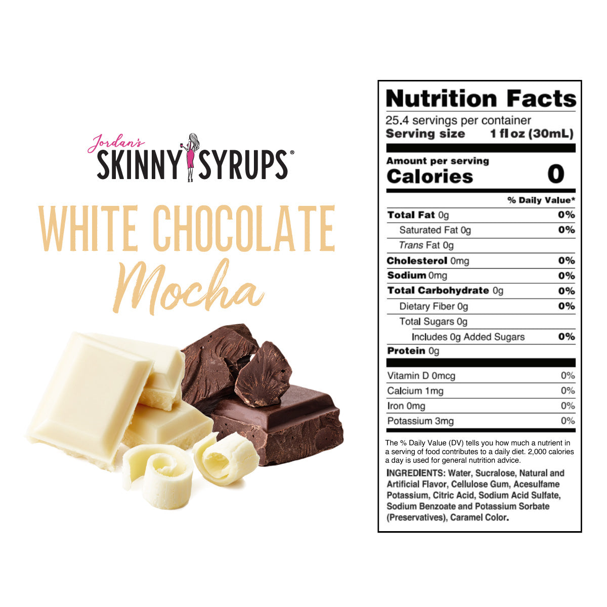 Sugar Free White Chocolate Mocha Syrup Holiday Edition - Skinny Mixes